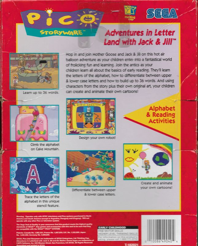Adventures In Letterland With Jack & Jill box art for Sega Pico